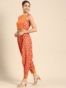 Crop top with dhoti pants