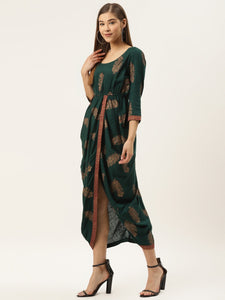 Overlap side cowl dress