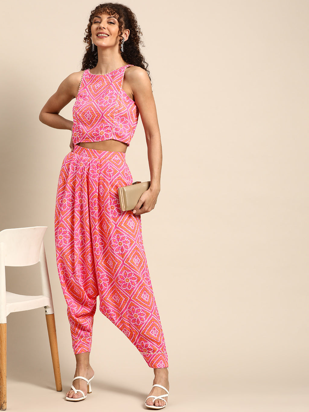 Crop top with Dhoti Pants