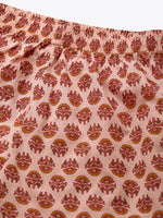 Frill Speghetti and Shorts Set in Pink Buti Print