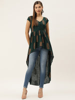 High low block printed top