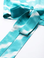 Crop top with back tie and plazzo pants in Aqua Blue