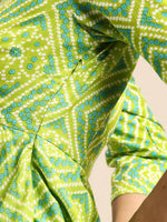 Peplum Yoke dhoti Jumpsuit in Lime Green