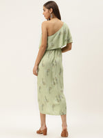 Load image into Gallery viewer, One Shoulder yoke overlap printed dress
