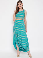Load image into Gallery viewer, Crop top with cowl dhoti skirt
