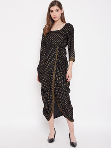 Overlap side cowl dress