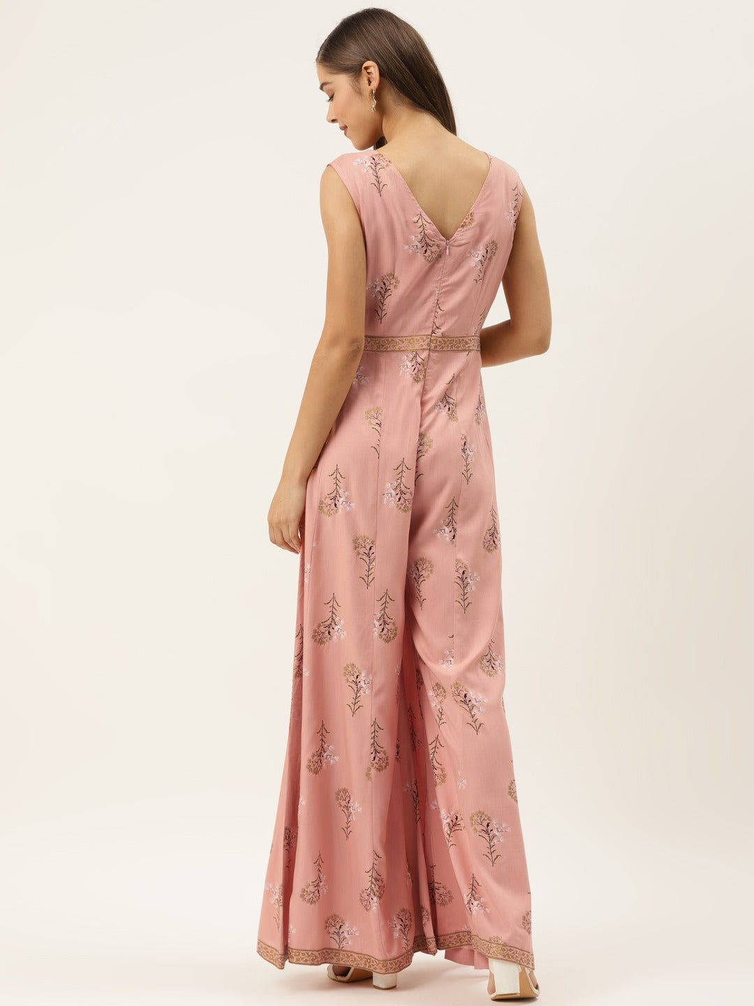 Front borders with kalidar pants printed jumpsuit