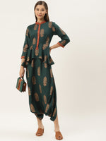 Load image into Gallery viewer, Peplum yoke with low crotch printed jumpsuit
