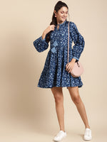 Load image into Gallery viewer, Mini Printed layered dress with balloon sleeve
