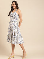 Strappy flared dress in Off White Print