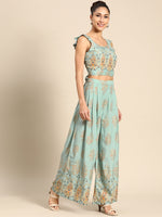 Load image into Gallery viewer, Crop Top with pleated palazzo
