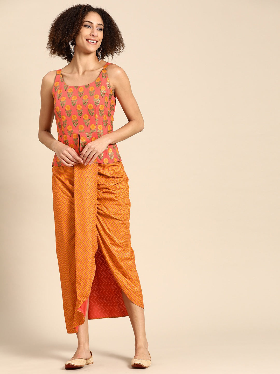 Dhoti Skirt with Long peplum top