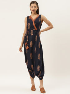 Overlap neck Jumpsuit with low crotch dhoti