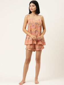 Frill Speghetti and Shorts Set