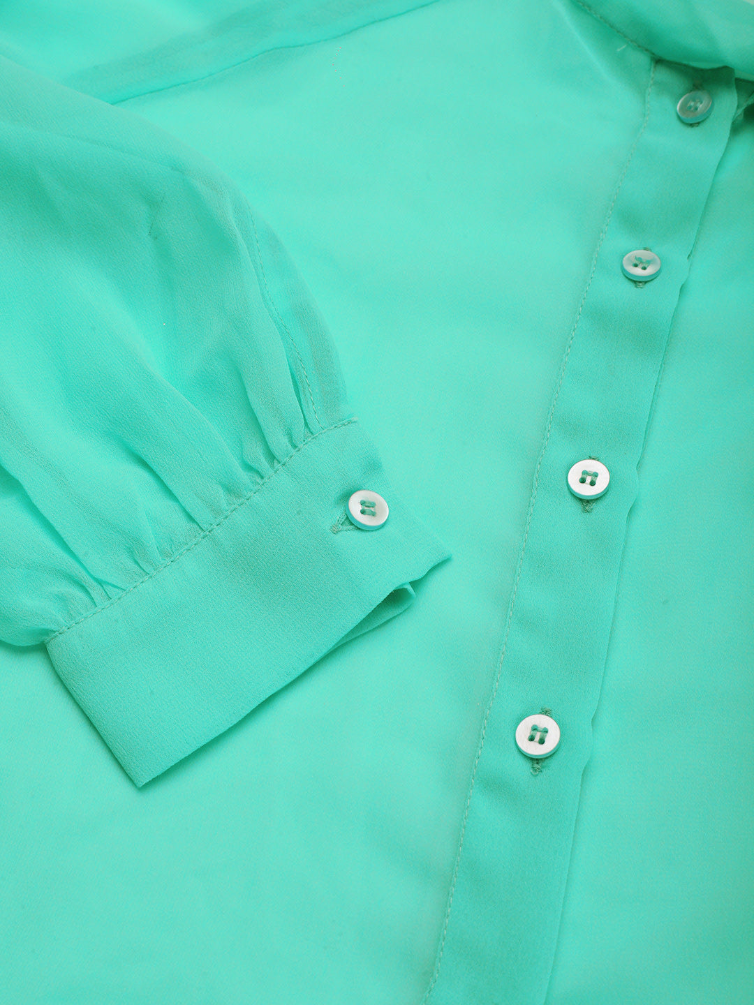 Tie up collar shirt blouse