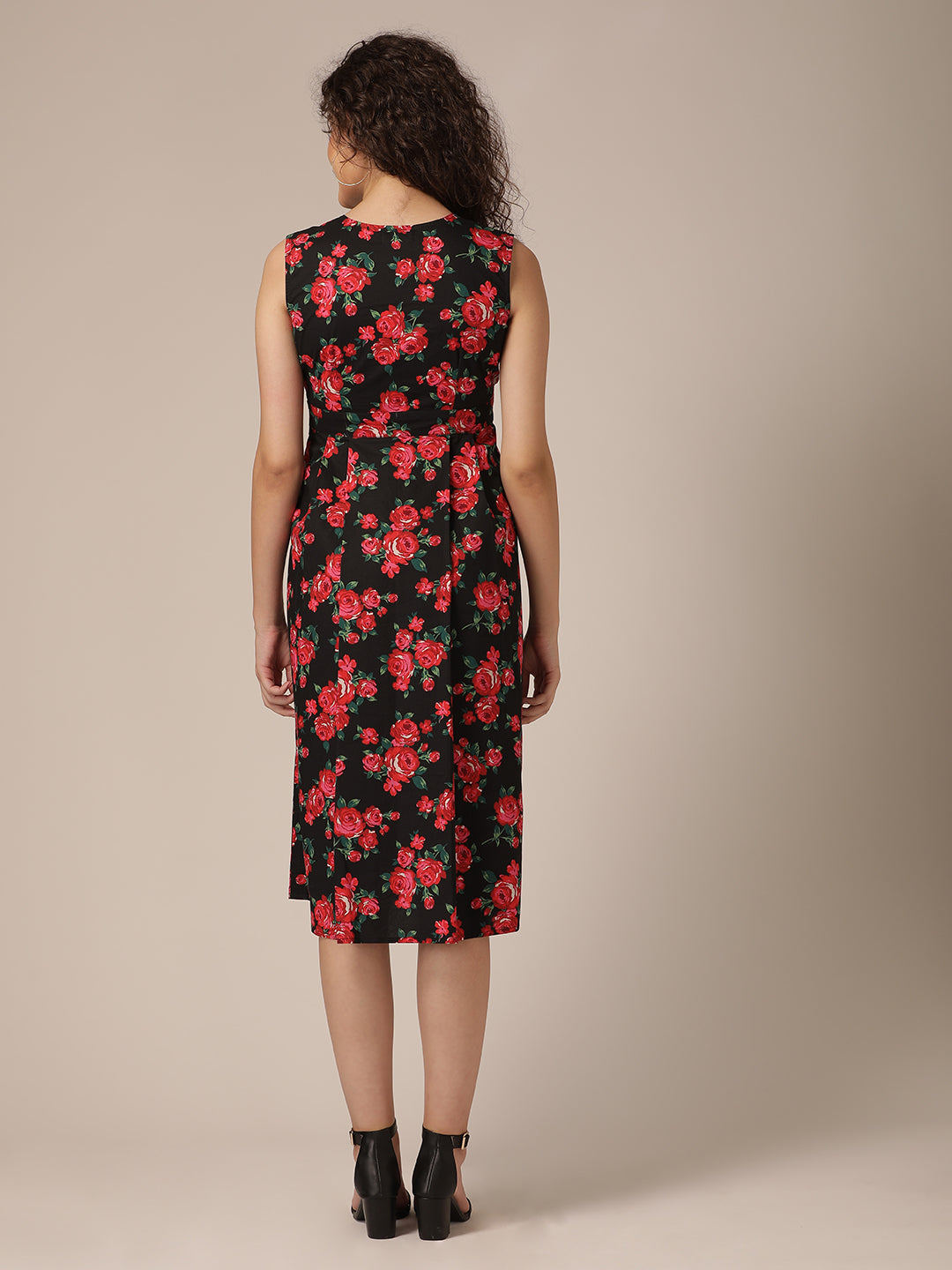 Overlap Yoke Midi Dress