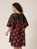 Load image into Gallery viewer, Sheer neck and flare sleeve Dress

