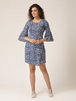 Bell sleeve overlap shift dress