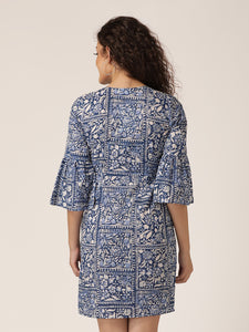 Bell sleeve overlap shift dress