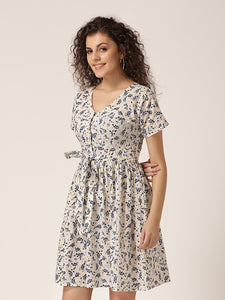 Front tie with placket mini dress
