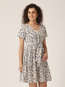 Front tie with placket mini dress