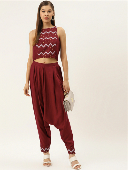 Crop top with Dhoti Pants