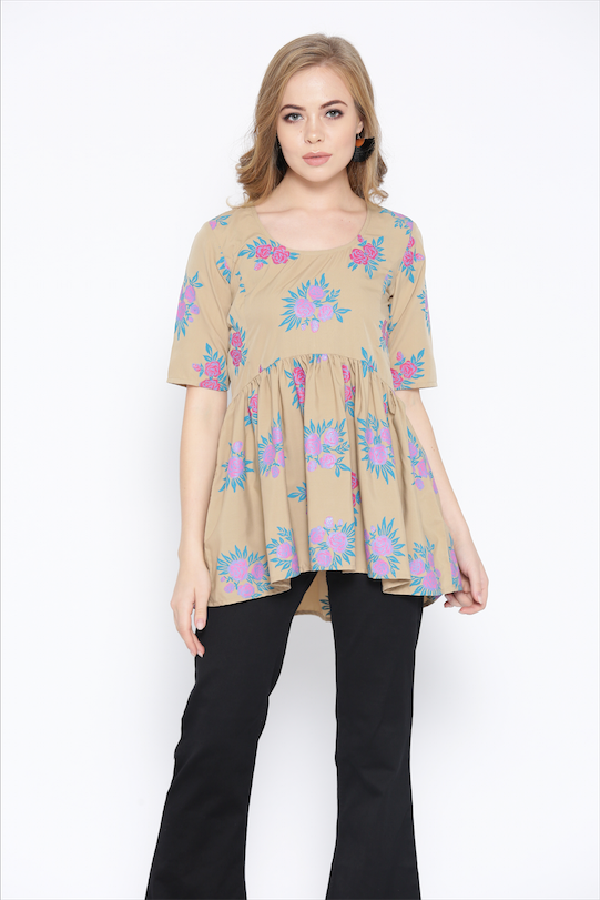 Floral printed top with flare