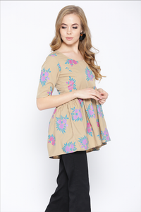 Floral printed top with flare
