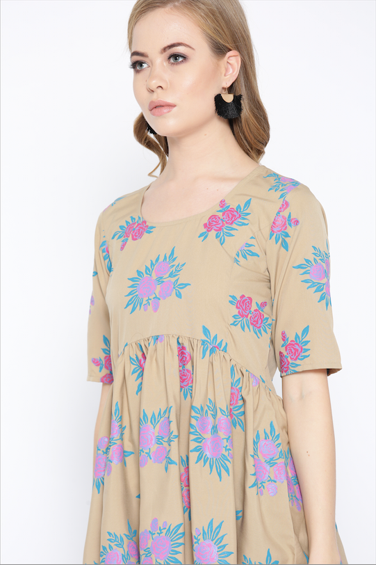 Floral printed top with flare
