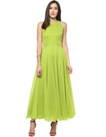 Load image into Gallery viewer, Green coloured Solid Maxi Dress
