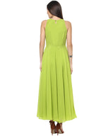 Load image into Gallery viewer, Green coloured Solid Maxi Dress
