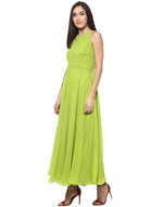 Load image into Gallery viewer, Green coloured Solid Maxi Dress
