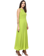 Load image into Gallery viewer, Green coloured Solid Maxi Dress

