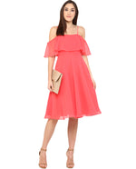 Load image into Gallery viewer, Pink Coloured Solid Skater Dress
