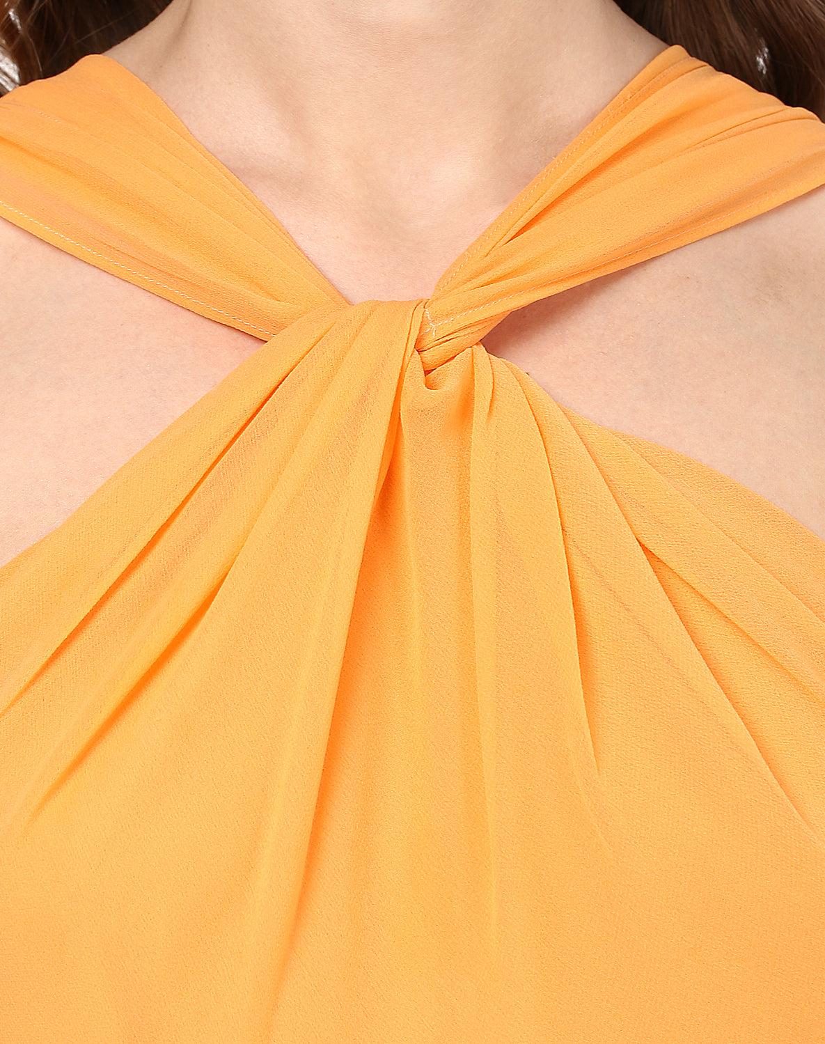 Orange Coloured Solid Skater Dress