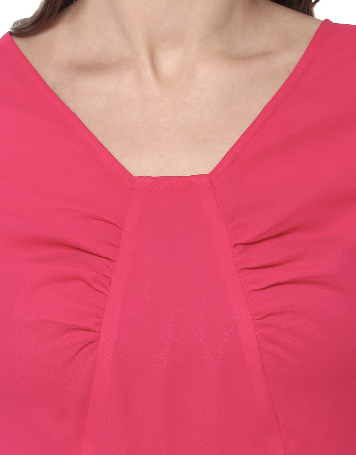 Front Gathered Midi Skater Dress in Pink