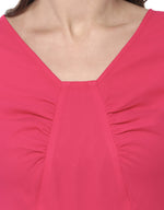 Front Gathered Midi Skater Dress in Pink