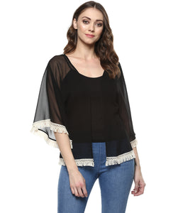 Front Open Fringe Lace Shrug