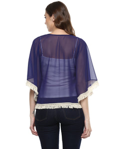 Front Open Fringe Lace Shrug