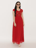 Load image into Gallery viewer, Block Printed yoke Maxi Dress with Cut out back
