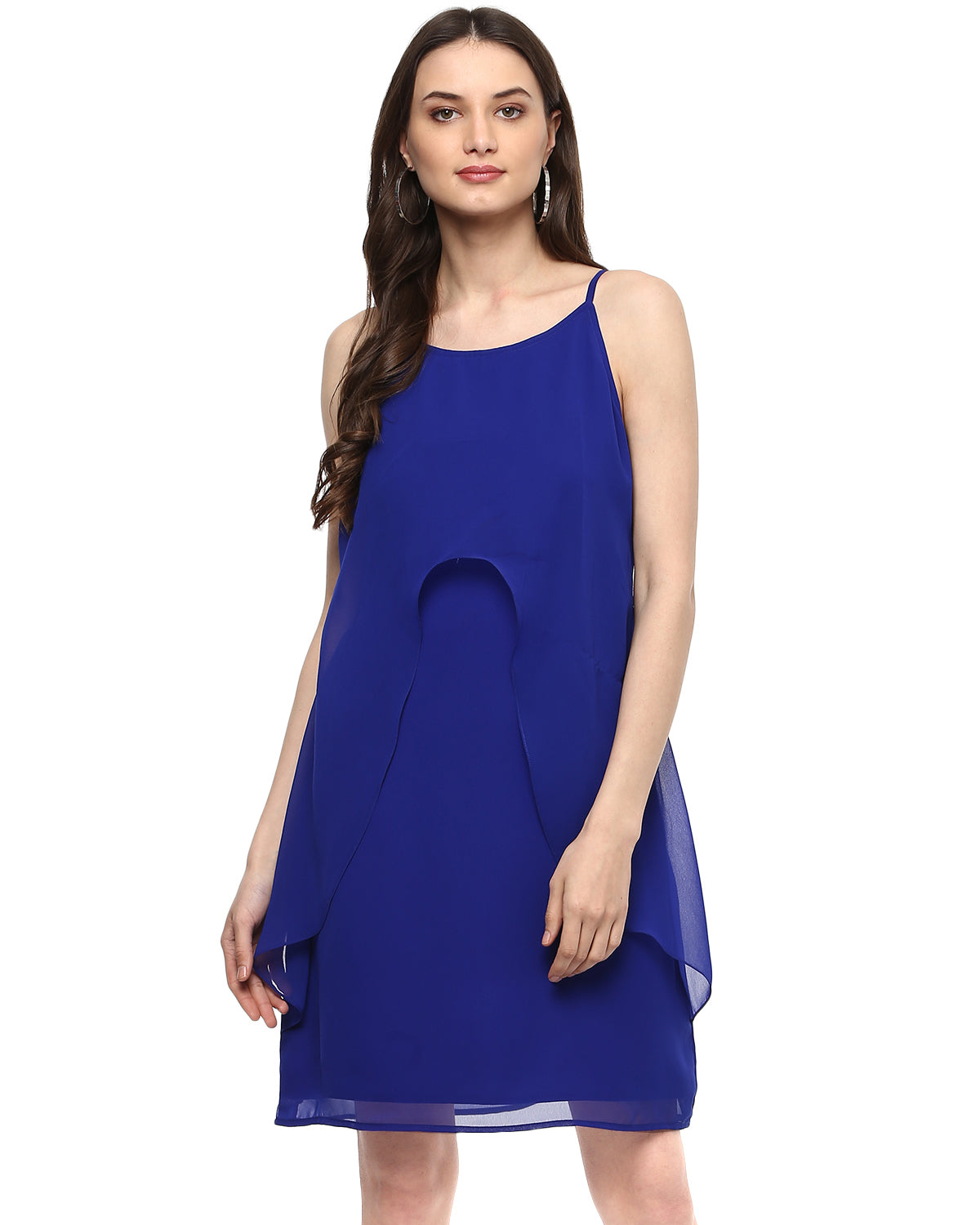 Short Speghetti dress with front drape