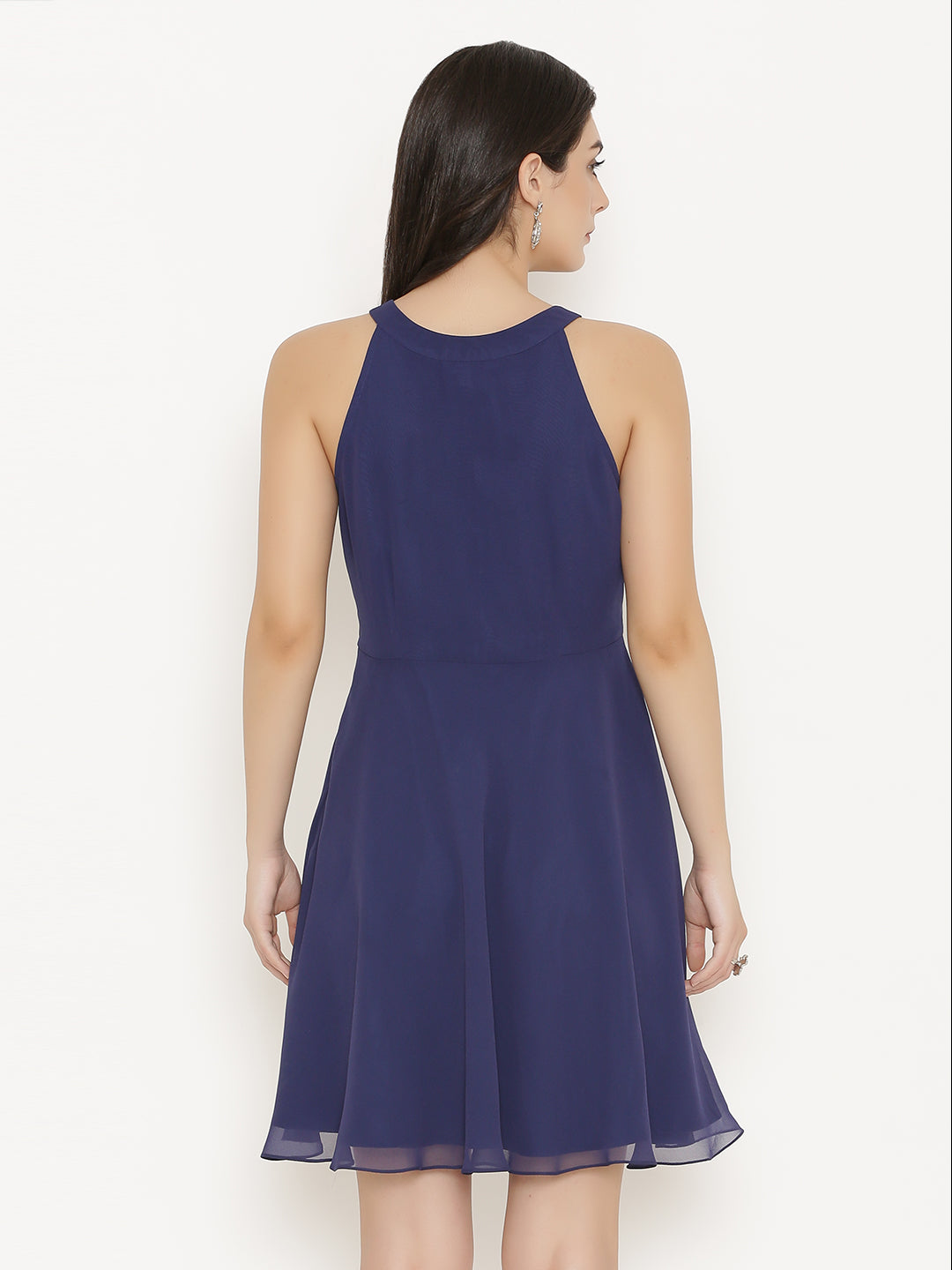 Sheer cut-out neck skater dress
