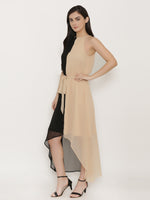 Load image into Gallery viewer, Half Color blocked maxi high low dress
