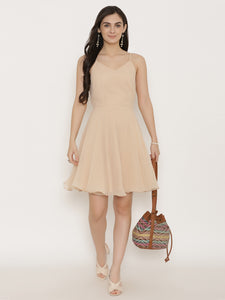 Back knot short skater Dress