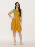 Load image into Gallery viewer, Backless box pleat Dress with Placement Block Print
