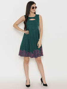 Front cut out skater dress with printed Hem