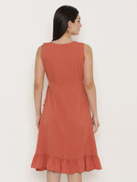 Load image into Gallery viewer, Overlap Dress with frill at neck and hem
