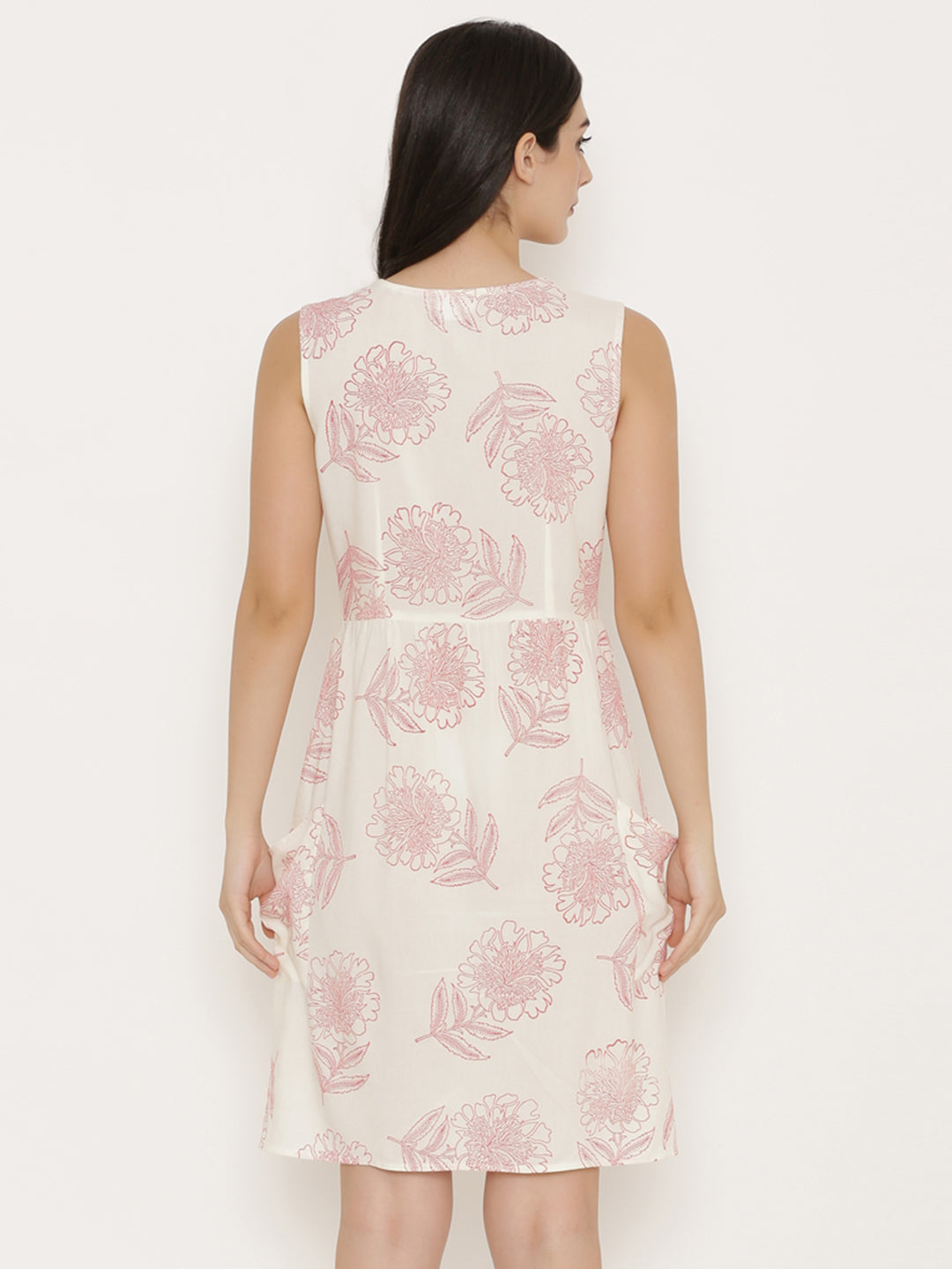 Printed dress with slouchy side pockets