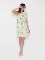 Load image into Gallery viewer, One shoulder Tropical Printed Dress with blouson waist
