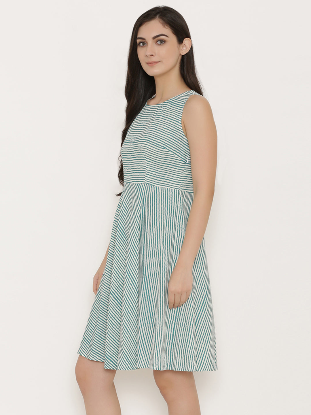 Striped skater Dress in Blue
